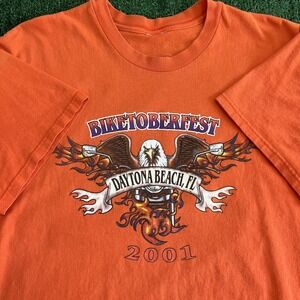 Vintage Biketoberfest T-Shirt Mens Large Orand Daytona Beach 2001 Tribal Y2K